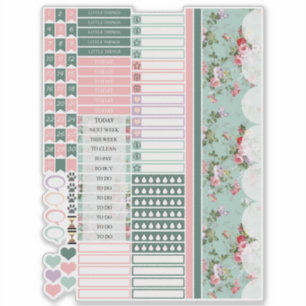 Pink Flowers Happy Planner Stickers