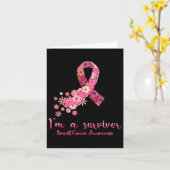 Pink Flowers Heart Ik ben een overlevende borstkan Kaart (Gele Bloem)