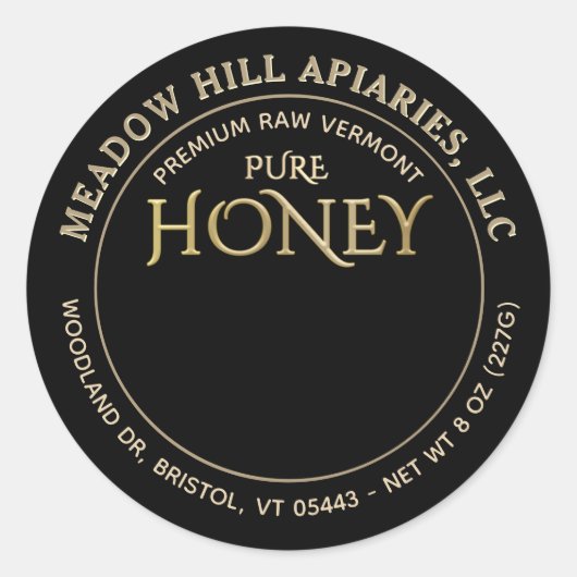 PINK FLOWERS HONEY LABEL GOLD ON BLACK (Voorkant)