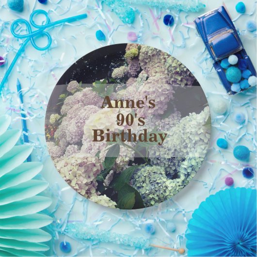 Pink Flowers Hydrangea 90th Birthday Paper Bord (Feest)