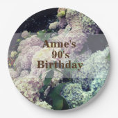 Pink Flowers Hydrangea 90th Birthday Paper Bord (Voorkant)