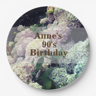 Pink Flowers Hydrangea 90th Birthday Paper Bord