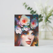 Pink Flowers in her Hair Briefkaart (Staand voorkant)