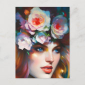 Pink Flowers in her Hair Briefkaart (Voorkant)