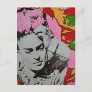 Pink Flowers in Her Hair Mixed Media Collage Briefkaart