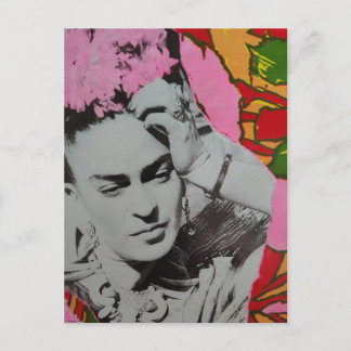 Pink Flowers in Her Hair Retro Flowers Collage Briefkaart