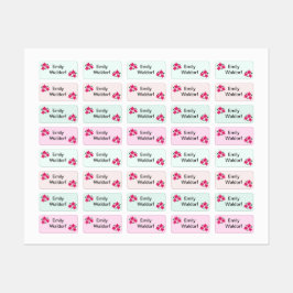 Pink Flowers Kids' Name Clothing School Labels