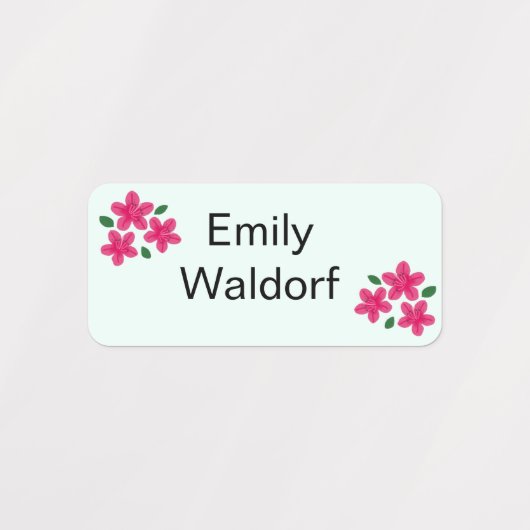 Pink Flowers Kids' Name Clothing School Labels (Design 1)