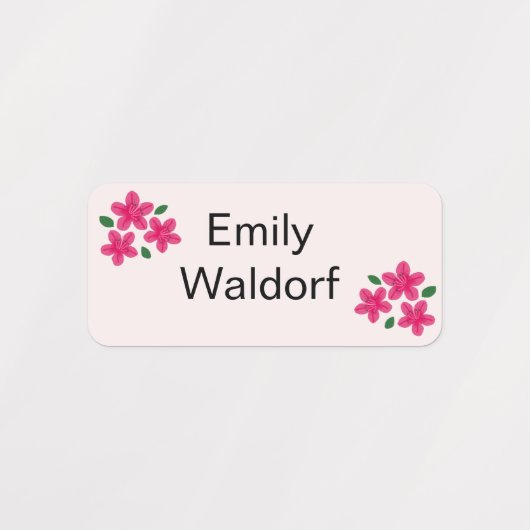 Pink Flowers Kids' Name Clothing School Labels (Design 2)
