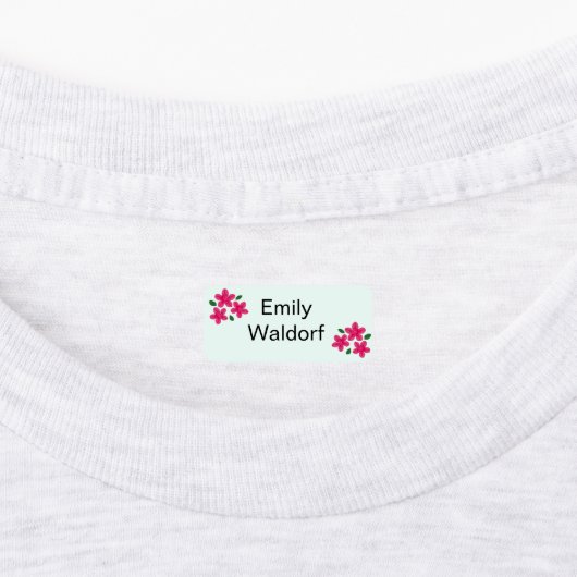 Pink Flowers Kids' Name Clothing School Labels (Aangebracht)