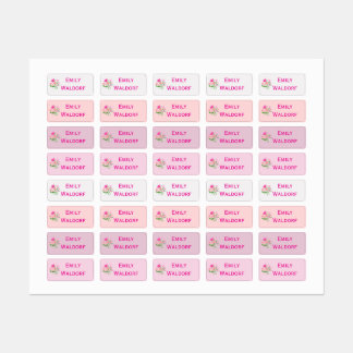 Pink Flowers Kids' Name Clothing School Labels