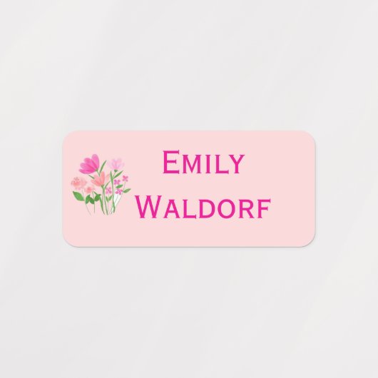 Pink Flowers Kids' Name Clothing School Labels (Design 2)