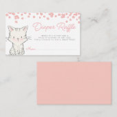 Pink Flowers Kitten Meisje Baby shower Luier Raffl Informatiekaartje (Voorkant / Achterkant)