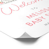 Pink Flowers Kitten Meisje Baby shower Welkom Poster (Hoek)