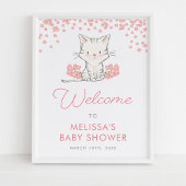 Pink Flowers Kitten Meisje Baby shower Welkom Poster