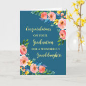 Pink Flowers kleindochter Afstuderen Kaart (Gele Bloem)