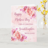 Pink Flowers kleindochter Happy Moederdag Kaart (Gele Bloem)