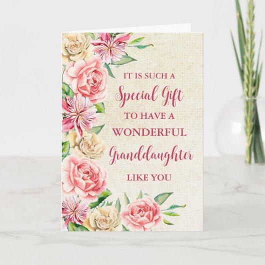 Pink Flowers kleindochter Happy Moederdag Kaart (Voorkant)