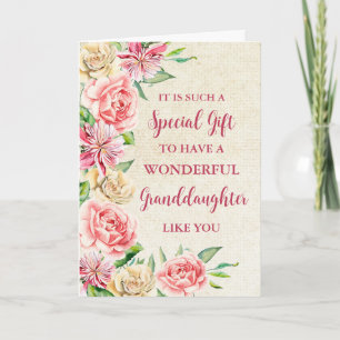 Pink Flowers kleindochter Happy Moederdag Kaart