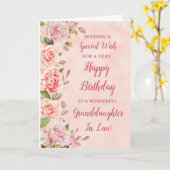 Pink Flowers kleindochter in de wet Verjaardag Kaa Kaart (Gele Bloem)