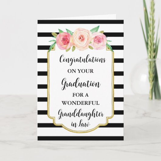 Pink Flowers kleindochter in Law Afstuderen Kaart (Voorkant)