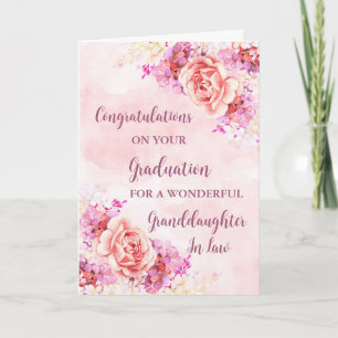 Pink Flowers kleindochter in Law Afstuderen Kaart