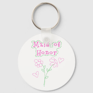 Pink Flowers Maid of Honor Sleutelhanger