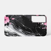 Pink Flowers Marble Samsung Galaxy Hoesje (Achterkant horizontaal)