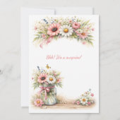 Pink Flowers Mason Jar Birthday Party | Kaart (Achterkant)