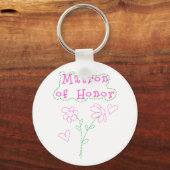 Pink Flowers Matron of Honor Sleutelhanger (Voorkant)