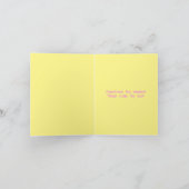 Pink Flowers Minimalist Bedankt in het geel Kaart (Binnen)