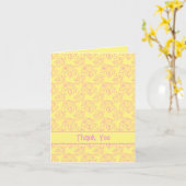 Pink Flowers Minimalist Bedankt in het geel Kaart (Gele Bloem)