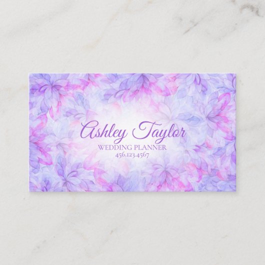 Pink Flowers Modern Watercolor Professional Visitekaartje (Voorkant)