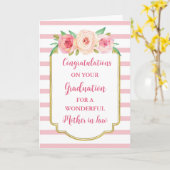 Pink Flowers Moeder in Recht Afstuderen Kaart (Gele Bloem)