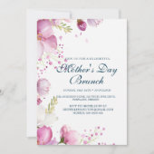 Pink Flowers Moederdag Brunch Uitnodiging (Voorkant)
