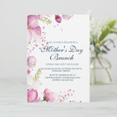 Pink Flowers Moederdag Brunch Uitnodiging (Staand voorkant)