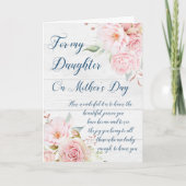 Pink Flowers Moederdag Daughter Kaart (Voorkant)