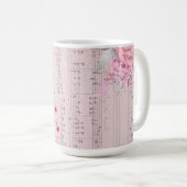 Pink Flowers Muziekblad Koffie mok (Voorkant rechts)