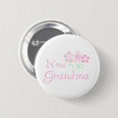 Pink Flowers New Grandma Ronde Button 5,7 Cm (Voorkant /achterkant)