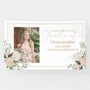 Pink Flowers One Photo Calligraphy Afstuderen Spandoek