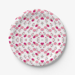 Pink Flowers Patroon Papieren Bordje