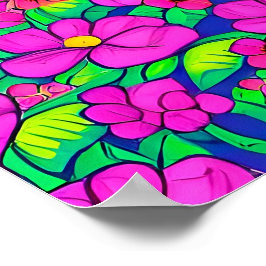 Pink Flowers Patroon Poster (Hoek)