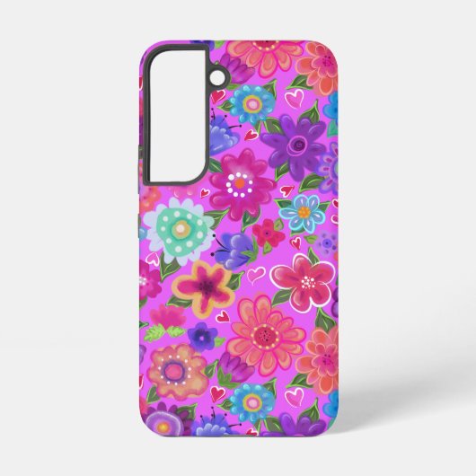 Pink Flowers Patroon Samsung Galaxy Hoesje (Achterkant)
