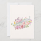 Pink Flowers Peacock Baby shower Kaart (Achterkant)