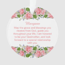 Pink Flowers Personalized Goddochter Baptisme