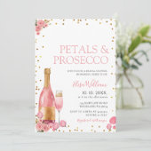 Pink Flowers Petals en Prosecco Vrijgezellenfeest Kaart (Staand voorkant)