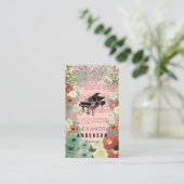 Pink Flowers Pianist Music Teacher Visitekaartje (Staand voorkant)