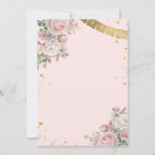 Pink Flowers Presentación De Tres Años Cute Girl Kaart (Achterkant)