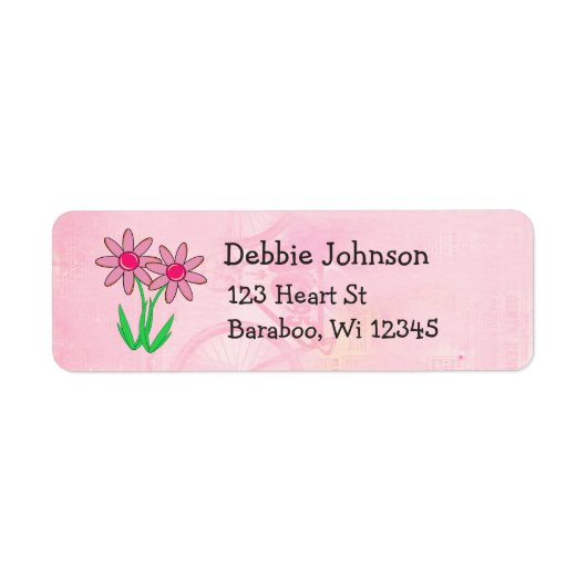 Pink Flowers Retouradres Sticker (Voorkant)