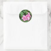 Pink Flowers Roos van Sharon met Bee Ronde Sticker (Tas)